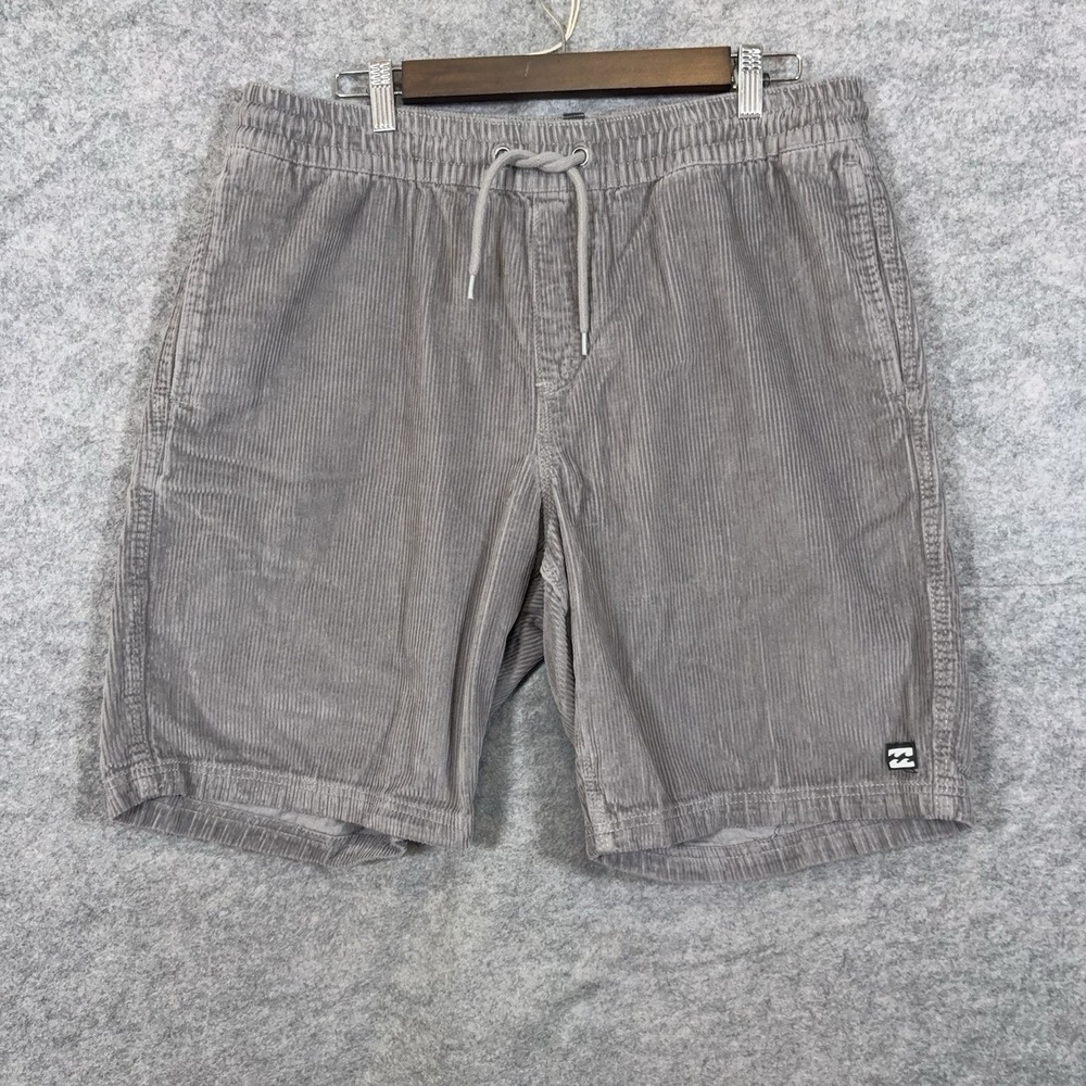 Billabong Larry Layback Corduroy Shorts Mens Sz L Gray Pockets Drawstring